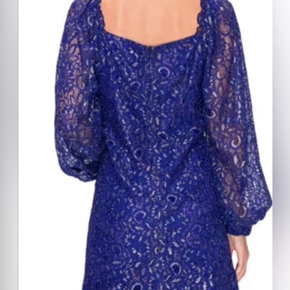 Revolve | Endless Rose Balloon Sleeve Embroidered Lace Blue Violet/Silver Mini - Picture 4 of 11